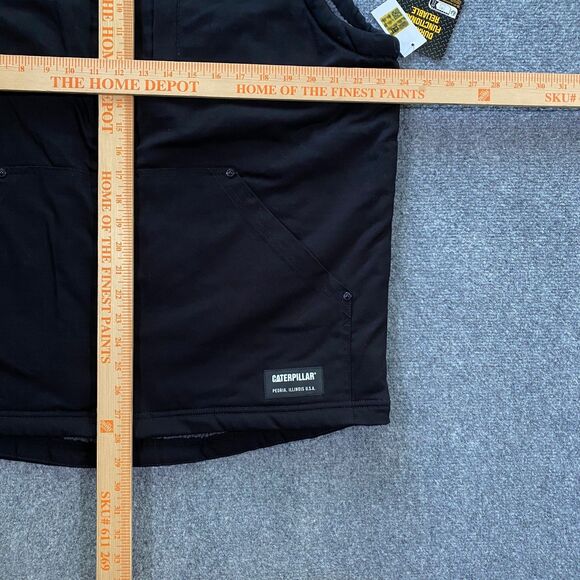 CAT Caterpillar Sherpa Lined Canvas Vest Adult Medium M Black Outdoor Workwear - Picture 13 of 16